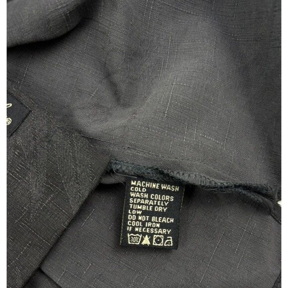 Duke Kahanamoku 100% Silk Shirt Hawaiian Black Tonal Embossed Palms Cabana LARGE - Picture 16 of 16